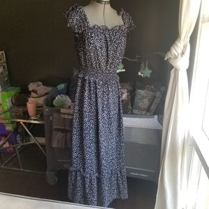 Long blue black dress